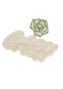 Pendentif Fleur en Moissanite Plaqué Argent 925 de Luxe avec Motif Rose Billet de Dollar Micro-Pavé Charme Unisexe - Product Image 2