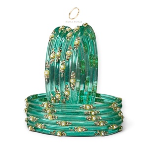 Prix d'usine – Bracelets en verre bleu goutte de pluie de style cachemire pour femmes – Collection de bijoux indiens ethniques pour mariage – Vente en gros - Product Image 4