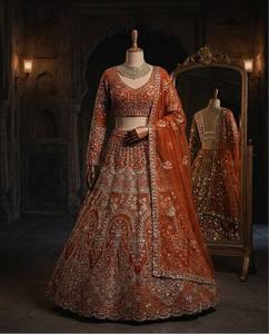LAHENGA CHOLI DUPATTA BUTTER <b>FLY</b> <b>NET</b> SEQUNCE EMBROIDERY WORK WITH CANCAN & CANVAS PATTA - Product Image 5