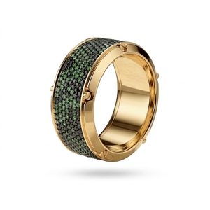 Rare Snake Skin Patten <b>Mens</b> Green & <b>Black</b> Diamond Two Tone Micro Pave setting Inlay Classic Screw Bezel Design Elements in Gold - Product Image 1