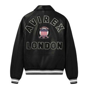 เสื้อแจ็คเก็ตบอมเบอร์หนัง Avirex London หนังแกะยุโรปโบราณ 100% ดีไซน์ซิปด้านหน้าสำหรับฤดูหนาว กันลม เป็นมิตรกับสิ่งแวดล้อม คุณภาพสูง - Product Image 2