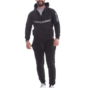 Survêtement sans manches à capuche pour homme, fermeture éclair intégrale, poches latérales, couleur unie, coupe décontractée, léger, polyester et coton - Product Image 6