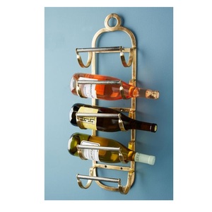 Wandgemonteerde Metalen Wijnrek Wijnfles Display Rack Hoge Kwaliteit Nieuw Ontwerp Decoratieve 6 Fles Houder Mode