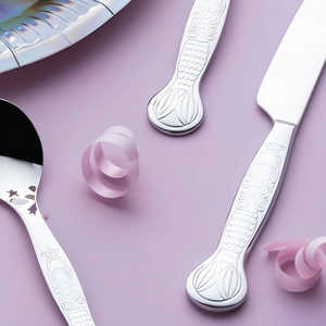 Mermaid-Themed <b>Stainless</b> <b>Steel</b> <b>Cookware</b> <b>Set</b> 4 PCS Kids Cutlery for Younger Children - Product Image 2