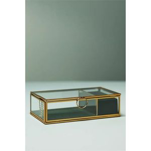 Vintage Brass <b>Glass</b> Jewelry <b>Box</b> Clear Decorative Keepsake Organizer Rectangular <b>Glass</b> Display <b>Box</b> Wedding Gift Home Decor <b>Box</b> - Product Image 4
