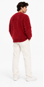unisex <b>vintage</b> mohair <b>sweater</b> reversible fuzzy jacquard pullover oversized crewneck handknitted winter knitwear oem odm custom - Product Image 2