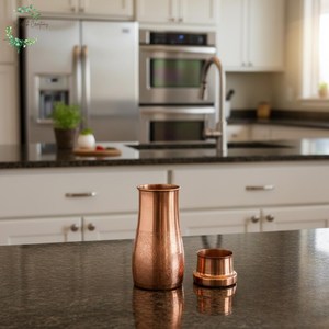 Botella de Agua de Cobre Grabada Artesanalmente, Vajilla de Cobre Puro, Botella de Yoga Única, Botella Tradicional, Botella de Cobre Hecha a Mano - Product Image 1