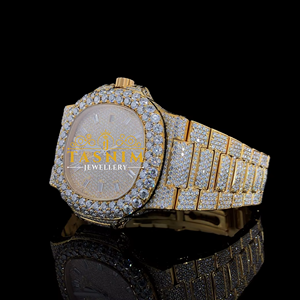 Montre de luxe en acier inoxydable avec diamants Moissanite VVS, mouvement à quartz, bracelet 20 mm, idéale pour les affaires et la mode, cadeau parfait, directement de l'usine - Product Image 2