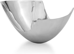 Bol décoratif moderne en aluminium argenté, style abstrait, pour fruits, centre de table, décoration esthétique pour la maison et le bureau - Product Image 6