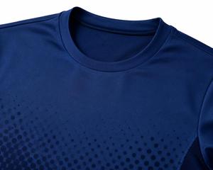 Camiseta de Manga Corta Azul Marino para Hombre, Cuello Redondo, Corte Regular, Diseño de Puntos, Color Degradado, Estilo Deportivo, Tejido de Punto, Secado Rápido - Product Image 5