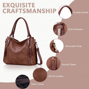 Leather <b>Women</b> Shoulder <b>Backpack</b> Handbag Two Straps Zipper Closure Waterproof High Quality New Design Fashion Purse Durable <b>Large</b> - Product Image 3