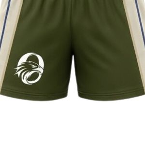 Men Olive <b>Green</b> White Sublimated Netball Jersey Shorts Set Polyester Athletic Performance Sportswear Training Competition - Product Image 6