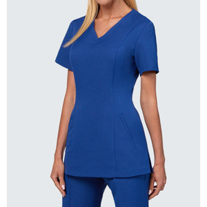 Túnica de cuello en V para mujer, uniforme elegante para salón de belleza, túnica para peluquería, varios colores y logotipo personalizado - Product Image 4