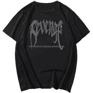 T-shirts en coton surdimensionnés pour hommes avec impression de strass à vendre T-shirts en coton de coupe décontractée pour hommes Vente en gros 2025 arrivée - Product Image 2