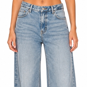 Jean en denim à jambe large pour femme, taille haute, coupe classique, sur mesure, vintage, été, tissu doux et confortable - Product Image 4