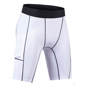 Fitness Gym Training White <b>Compression</b> <b>Shorts</b> With Pockets High Waist Elastic Quick Dry Sporty Fitness Athletic <b>Short</b> - Product Image 1