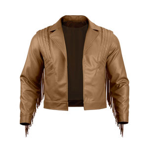 Chaqueta de Invierno para Hombre, de Cuero Vacuno Genuino, Corte Ajustado, Impermeable, Transpirable, con Bolsillos Delanteros con Flecos y Cierre de Cremallera Original - Product Image 1