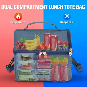 Heat Sealed Freezer Pack Lunch Bag Insulated Marine Thermal <b>Cooler</b> Bag Two Compartments with Tableware Holder - Product Image 6