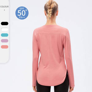 <b>Pink</b> Long Sleeve O-Neck Knitted <b>T</b>-<b>Shirt</b> <b>for</b> <b>Men</b> Quick Dry Loose Fit Solid Color Casual Style - Product Image 2