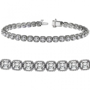 Round Prong <b>Set</b> LAB - GROWN Diamond Tennis Bracelet 7.20 Carats White <b>Gold</b> 14K - Product Image 4