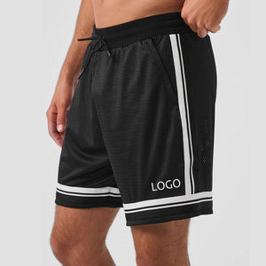 Shorts de sport pour hommes respirants à séchage rapide en toile tricotée unie à taille mi-haute pour l'entraînement et la gym, service OEM - Product Image 2