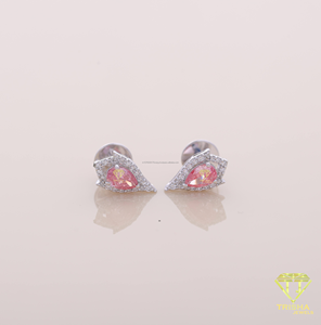 Luxury Pink Sapphire Look <b>Stud</b> Earrings Teardrop Halo Earrings Pink Pear Cut <b>Stud</b> Earrings 925 Sterling <b>Silver</b> - Product Image 3