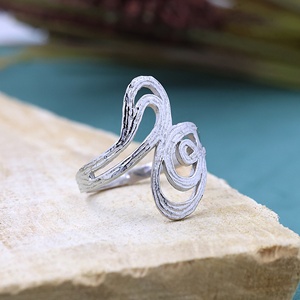 Fashion Sterling Silver Abstract Swirl Statement <b>Ring</b> for Women handmade Openwork Textured <b>Cocktail</b> <b>Ring</b> - Product Image 2