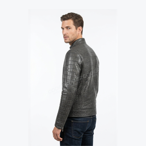 Veste en cuir véritable pour homme, faite à la main, design vintage, col rabattu, technique de teinture unie, imperméable, respirante, devant - Product Image 4
