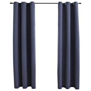 Rideaux occultants 2 pièces en tissu anthracite de 37x84 po avec anneaux Rideaux et cantonnières de qualité supérieure - Product Image 1