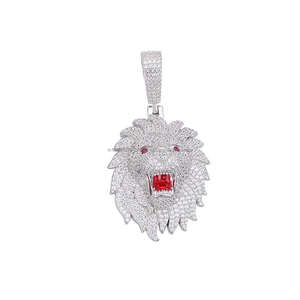 Iced Out Lion <b>Face</b> Pendant In 925 Sterling Silver With VVS Moissanite Diamond Stones Hip Hop Jewelry - Product Image 1