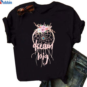 T-shirt unisexe respirant à motifs plumes imprimés, style doux et charmant, grande taille, pas cher, pour femmes - Product Image 5