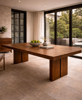 Table à manger en bois massif de noyer, vente en gros d'usine, pour salle à manger, usage intérieur/extérieur, mobilier pour hôtels et maisons, vente en gros OEM
