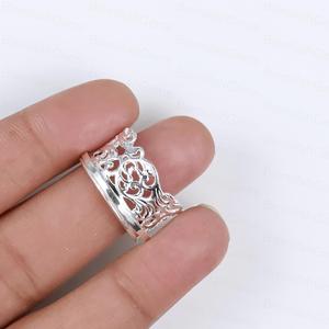 925 Sterling <b>Silver</b> Plated Crown Intricate Filigree Cutout Band For Women Vintage Tiara Princess Band Handmade Heirloom <b>Ring</b> - Product Image 3