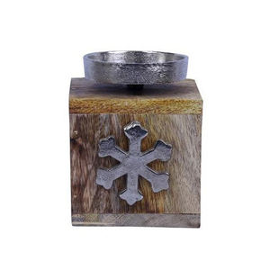 Portavelas decorativo con base de madera, reno dorado creativo con base de madera para velas de té, para Navidad - Product Image 2