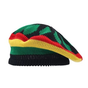Gorro de Boina Rasta Jamaicano Tejido a Mano, Estilo Reggae, Gorro Holgado Rojo, Amarillo y Verde, Unisex, 100% Acrílico, para Uso Diario, Casual, Esquí, Venta al Por Mayor - Product Image 1