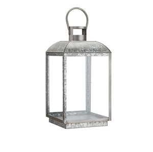 Portavelas de metal galvanizado estilo rústico, linterna decorativa colgante de hierro y vidrio para interiores y exteriores, para el hogar y el jardín. - Product Image 1