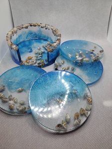 Glam Fall Resin Coasters with Leaves Pumpkins Acorns Irregular Shape Non-Slip <b>Mats</b> & Pads <b>Plastic</b> <b>Table</b> Decor Coaster Set - Product Image 5