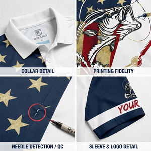 Polo de pêche pour homme avec drapeau américain, séchage rapide, protection UPF 50, impression par sublimation, nom personnalisé - Product Image 6