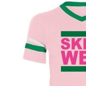 SKEE WEE Maillot rose et vert, col en V rose clair, manches courtes, style athlétique, inspiré du style grec, maillot personnalisé pour équipe - Product Image 4