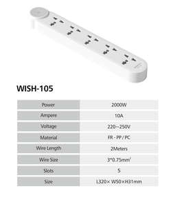 Universal Type PP Prevents Fire Materials UK/EU Wholesale WISH Customize Design <b>Plug</b> <b>Extension</b> <b>Socket</b> 2000W - Product Image 4
