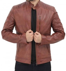 Wholesale High Quality Men's Leather <b>Coat</b> with Customized Design Logo Premium Canvas Motorbike Biker jacket for men - Product Image 2