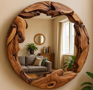 Miroir sur pied décoratif Art Déco moderne avec cadre en verre concave et écran LED - Product Image 1