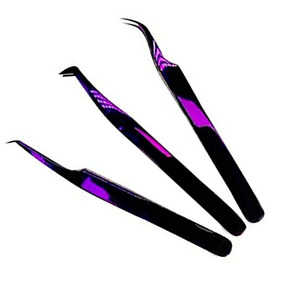 Pince à épiler en acier inoxydable à pointe inclinée avec texture dentelée, durable, longueur 10 mm, recourbe-cils et applicateur - Product Image 1