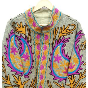 A2ZCraftBazar Handmade Eco-Friendly Stunning Indian Cotton Embroidered Floral Suzani Jacket Soft Hand Embroidery <b>Women's</b> <b>Coat</b> - Product Image 5