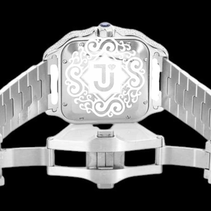 Reloj de pulsera de lujo para hombre con esfera analógica plateada, cuarzo, diamantes de moissanita VVS y diseño cuadrado con incrustaciones de circonitas blancas. - Product Image 4