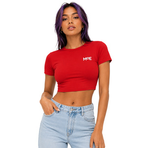Custom Puff Printing Baby Tee Slim Fit women's shirt Crew Neck Crop T-Shirt Boutique Fashion Essential Apparel Premium Cotton - Product Image 4
