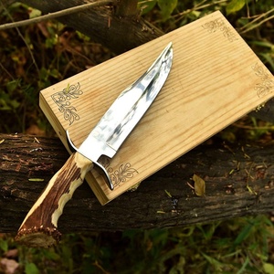 Couteau Bowie artisanal en acier inoxydable A&M ENTERPRISES, manche en bois de cerf, qualité industrielle, couteau utilitaire de survie, couteau de chasse professionnel - Product Image 2