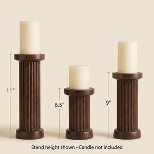 Support de bougie cylindrique en bois pour décoration intérieure, style ferme, sans fumée, grand porte-bougie pour table à manger, Noël - Product Image 5