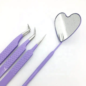 Pinzas para Pestañas DANTRIC IMPLANTS de Acero Inoxidable Morado con Punta Lisa, Mango en Forma de Corazón, Herramientas de Precisión para Aplicación de Cejas - Product Image 5