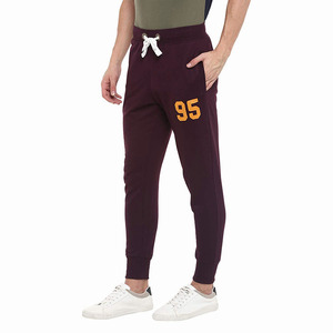 Men's Maroon Sweatpants With 95 Print Elastic Waist Joggers Casual Pants With Pockets Autumn Wear - Product Image 2